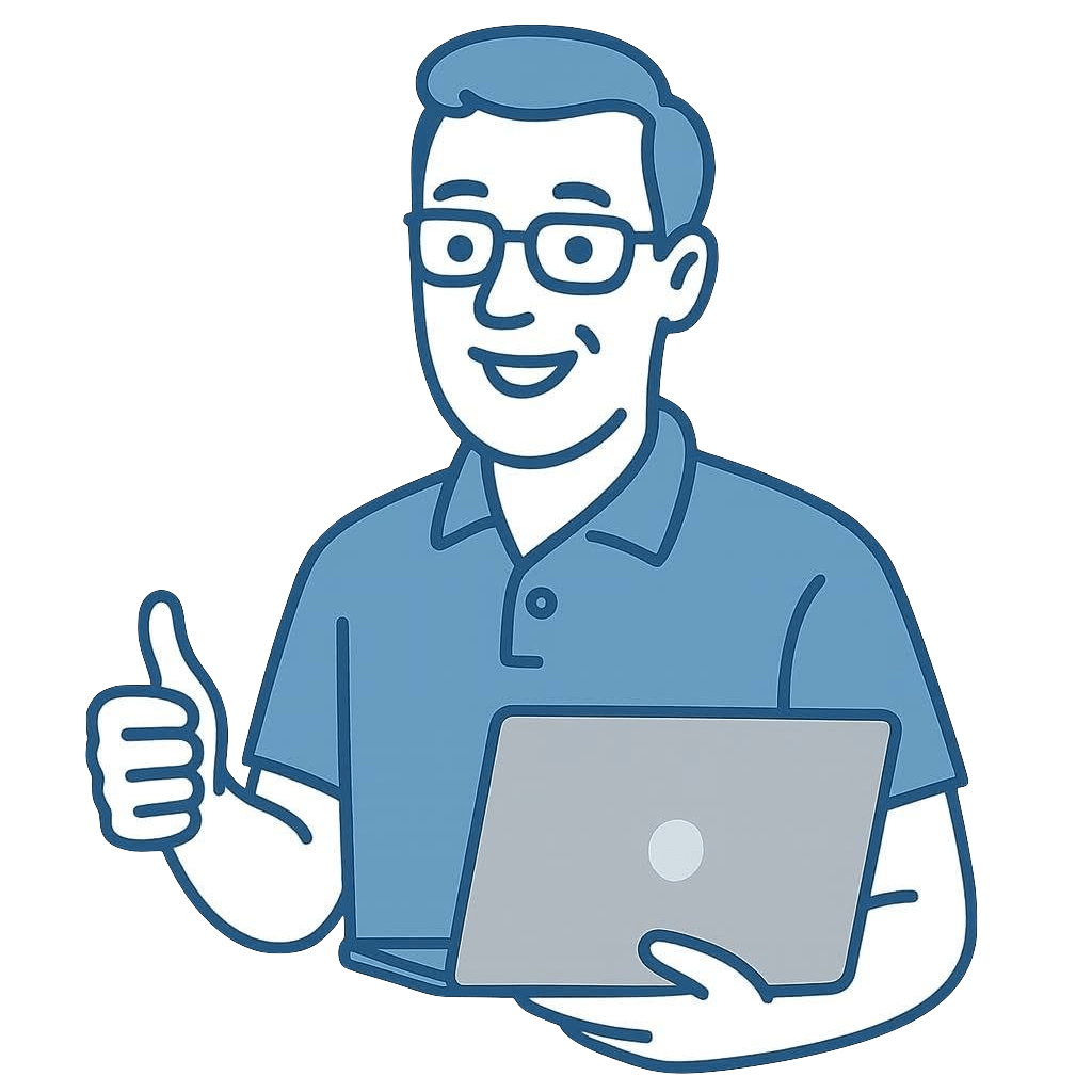 Ask Mike Tech mascot - friendly tech support expert helping with iPhone, Mac, and home networking in Naples, Florida